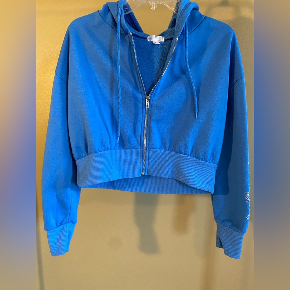 Blue rhinestone cropped jacket